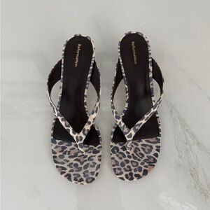 Reformation Leopard-Print Thong Mules — Black & Beige
